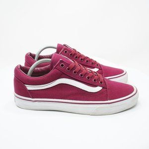 Vans Mens Old Skool Sneakers Shoes Maroon Red Canvas White Rubber Lace Up Sz 9.5